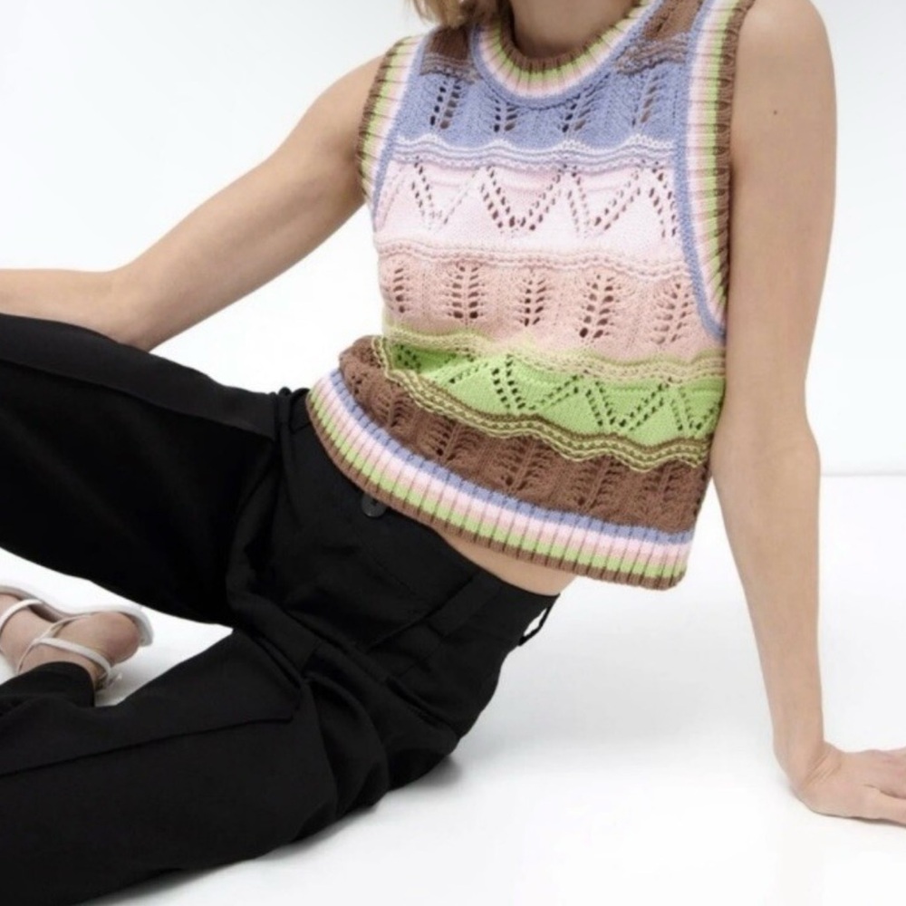 Zara Multicolor Knit Sweater Vest size Medium
